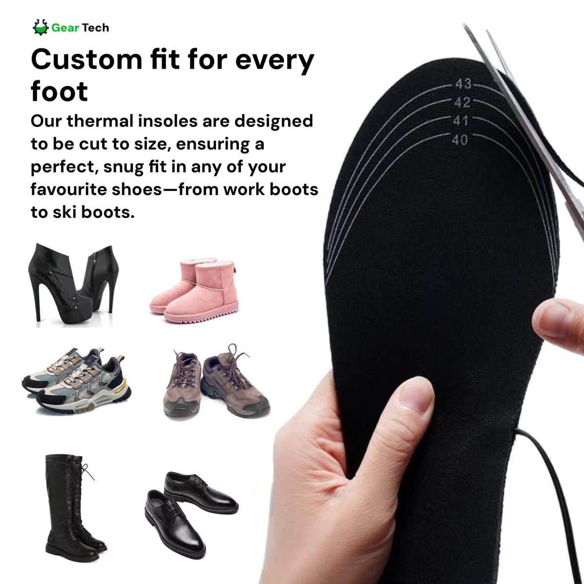 Battery-Powered Heated Insoles for Men & Women – Adjustable Warmth for Winter Boots, Work Boots & Outdoor Activities | Thomler