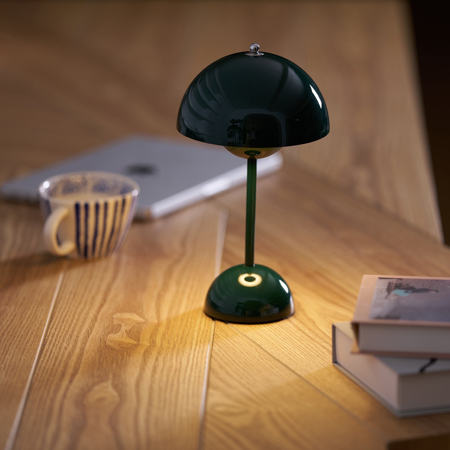 Desk Lamp Metal 6.3 in Rechargeable Tri-Color Small Table Light | Thomler