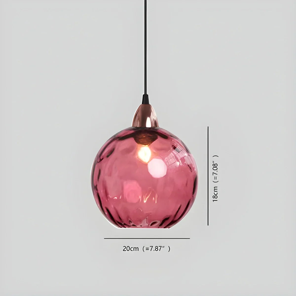 Pendant Light Glass Globe E26 20.0 cm Grey Dining Room Bedroom Hanging Ceiling Lamp Modern Ambient Lighting | Thomler
