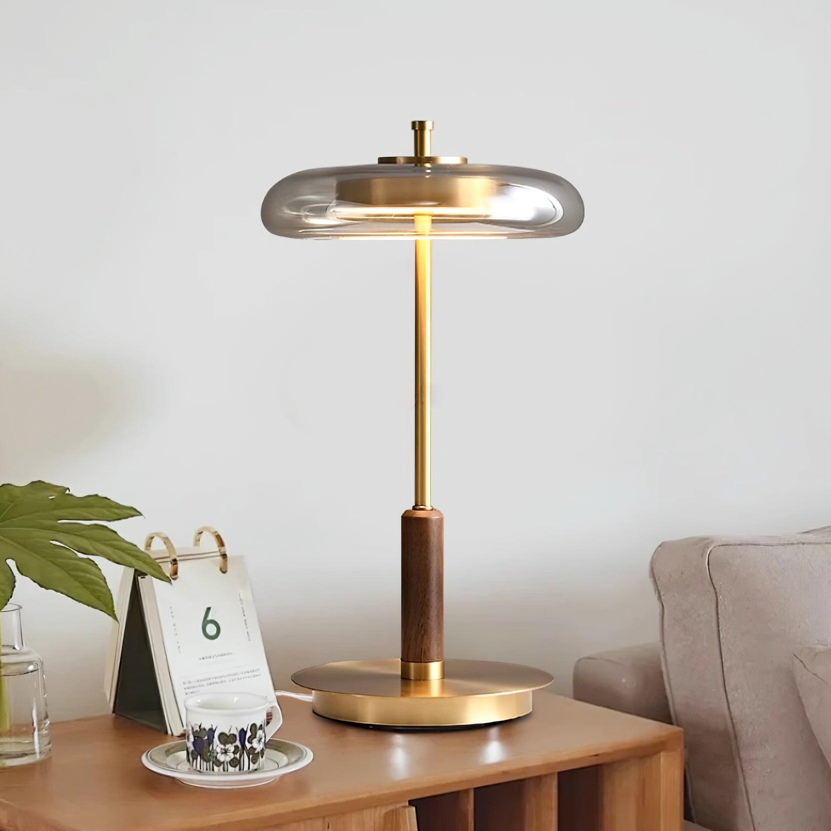 Table Lamp Glass 8.6 in Amber Indoor LED 7W Nightstand Desk Accent Light Contemporary | Thomler