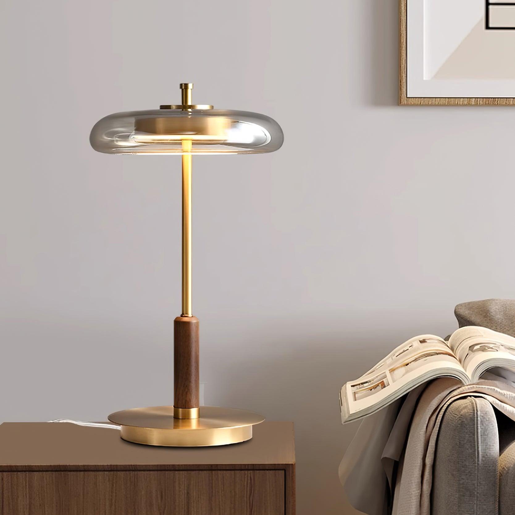 Table Lamp Glass 8.6 in Amber Indoor LED 7W Nightstand Desk Accent Light Contemporary | Thomler