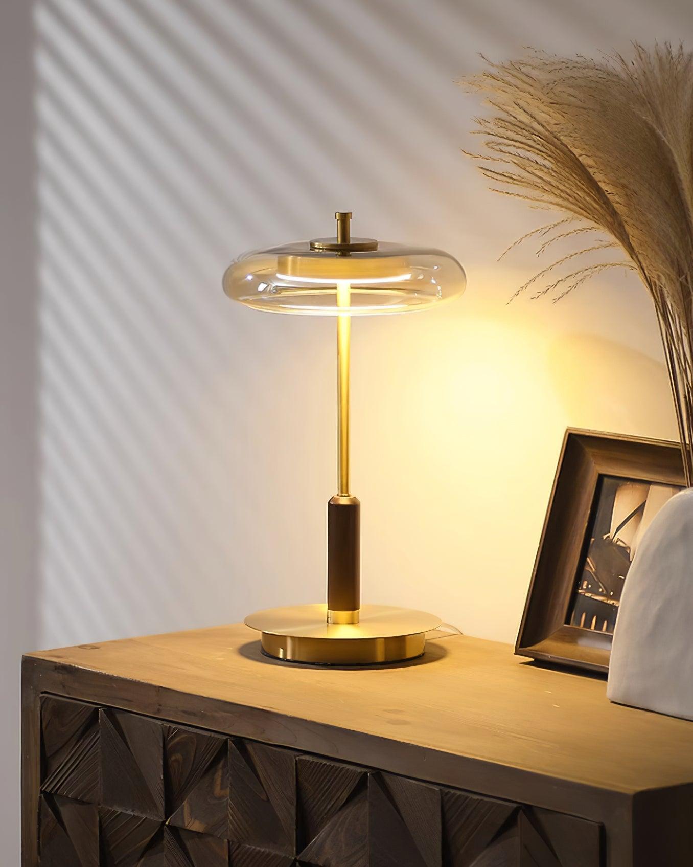Table Lamp Glass 8.6 in Amber Indoor LED 7W Nightstand Desk Accent Light Contemporary | Thomler