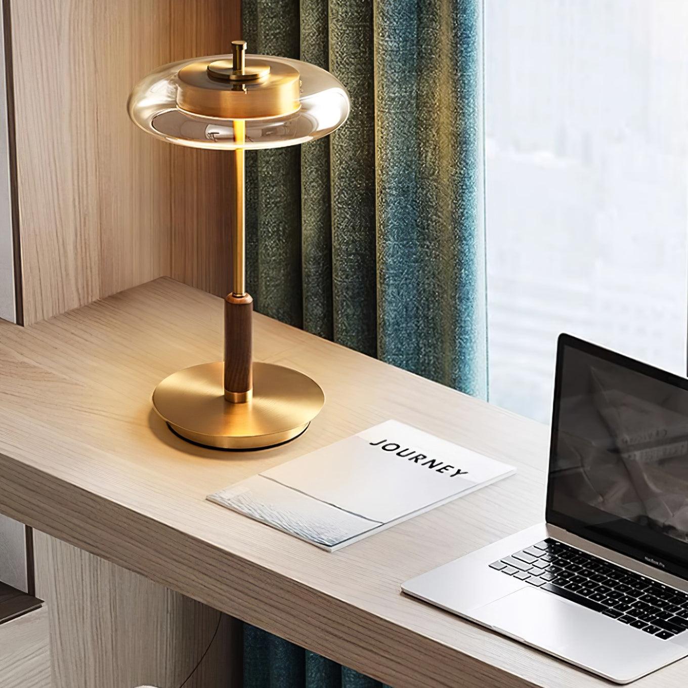 Table Lamp Glass 8.6 in Amber Indoor LED 7W Nightstand Desk Accent Light Contemporary | Thomler