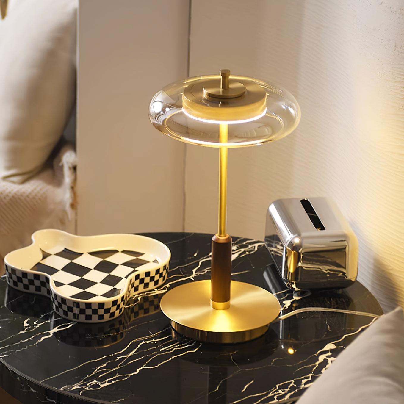 Table Lamp Glass 8.6 in Amber Indoor LED 7W Nightstand Desk Accent Light Contemporary | Thomler