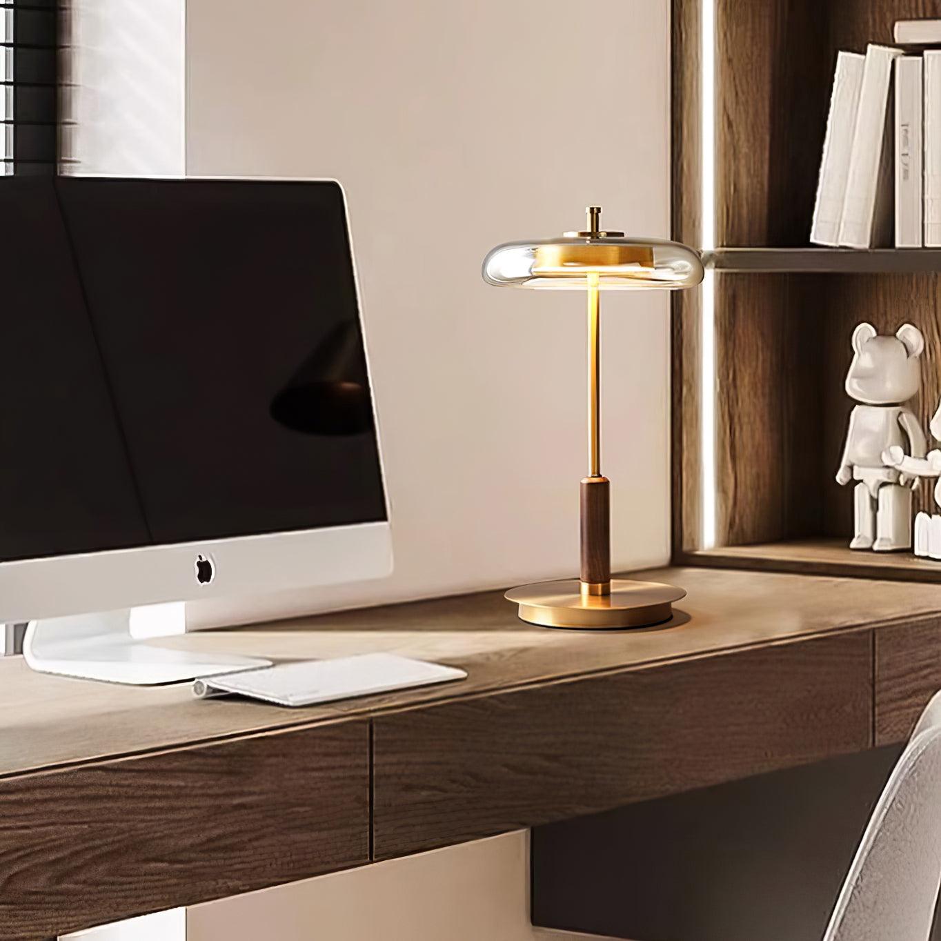 Table Lamp Glass 8.6 in Amber Indoor LED 7W Nightstand Desk Accent Light Contemporary | Thomler