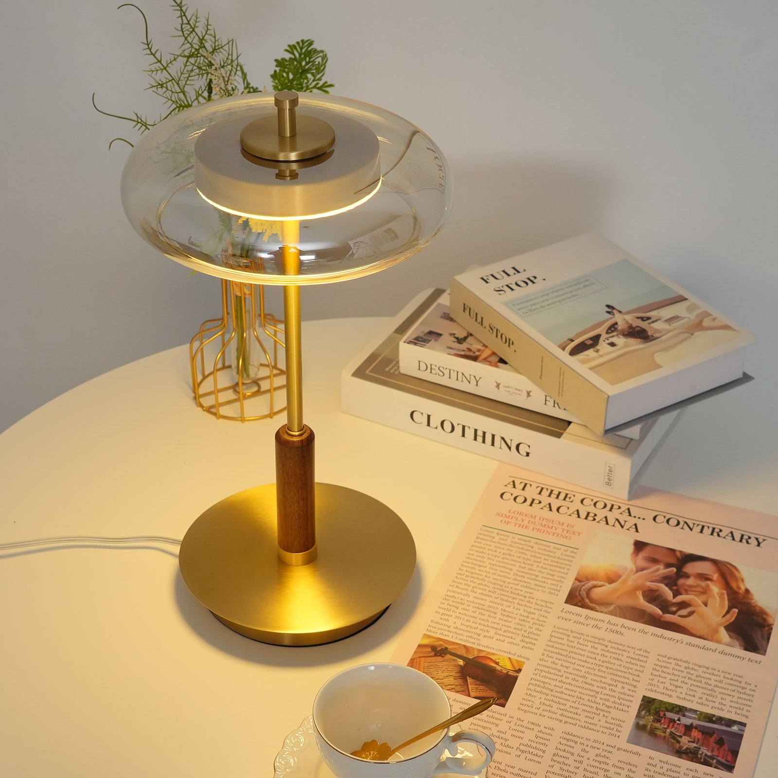 Table Lamp Glass 8.6 in Amber Indoor LED 7W Nightstand Desk Accent Light Contemporary | Thomler