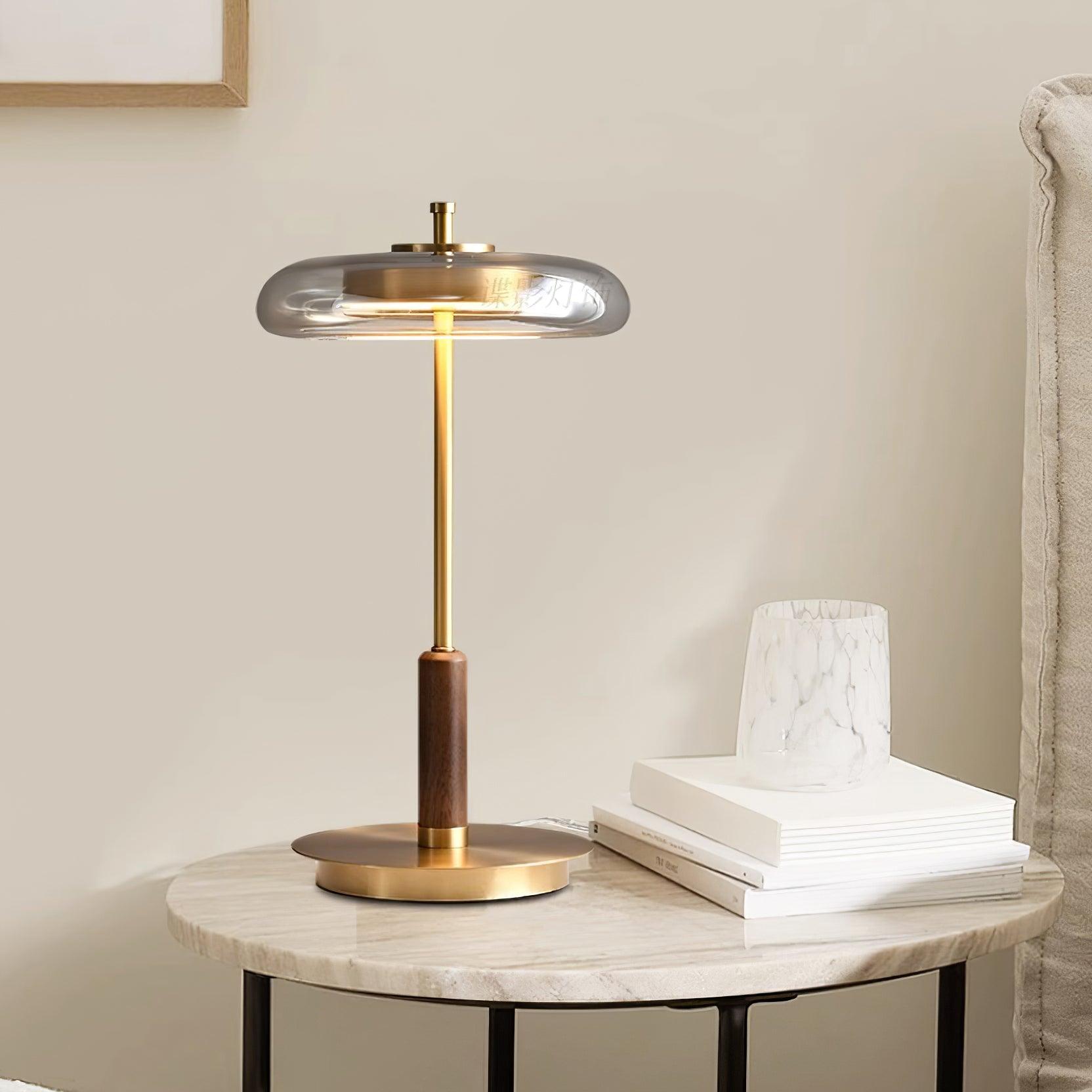 Table Lamp Glass 8.6 in Amber Indoor LED 7W Nightstand Desk Accent Light Contemporary | Thomler