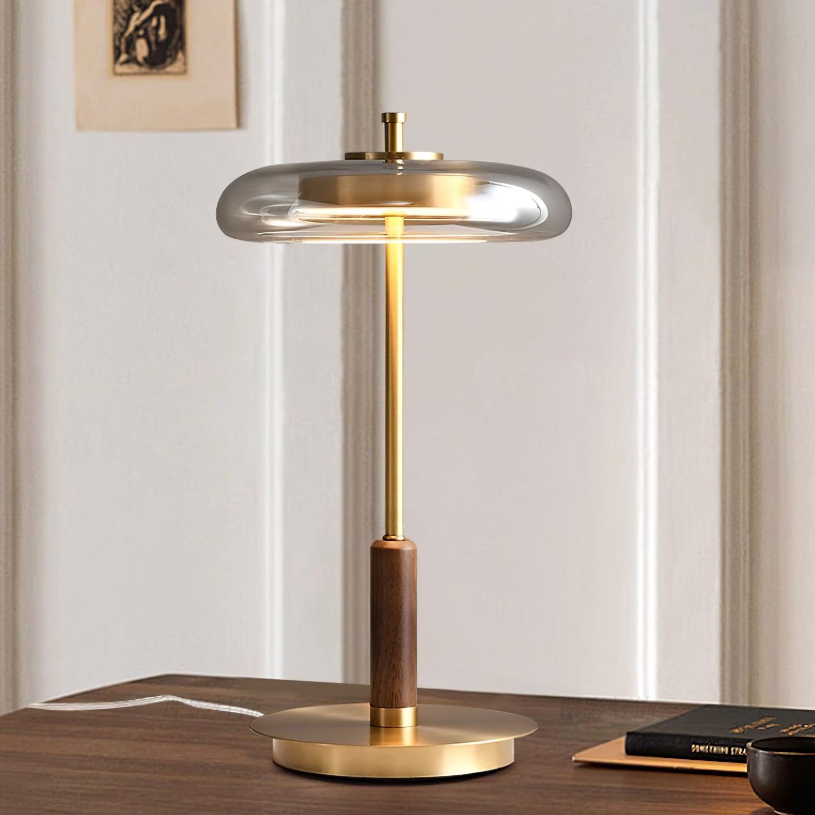 Table Lamp Glass 8.6 in Amber Indoor LED 7W Nightstand Desk Accent Light Contemporary | Thomler