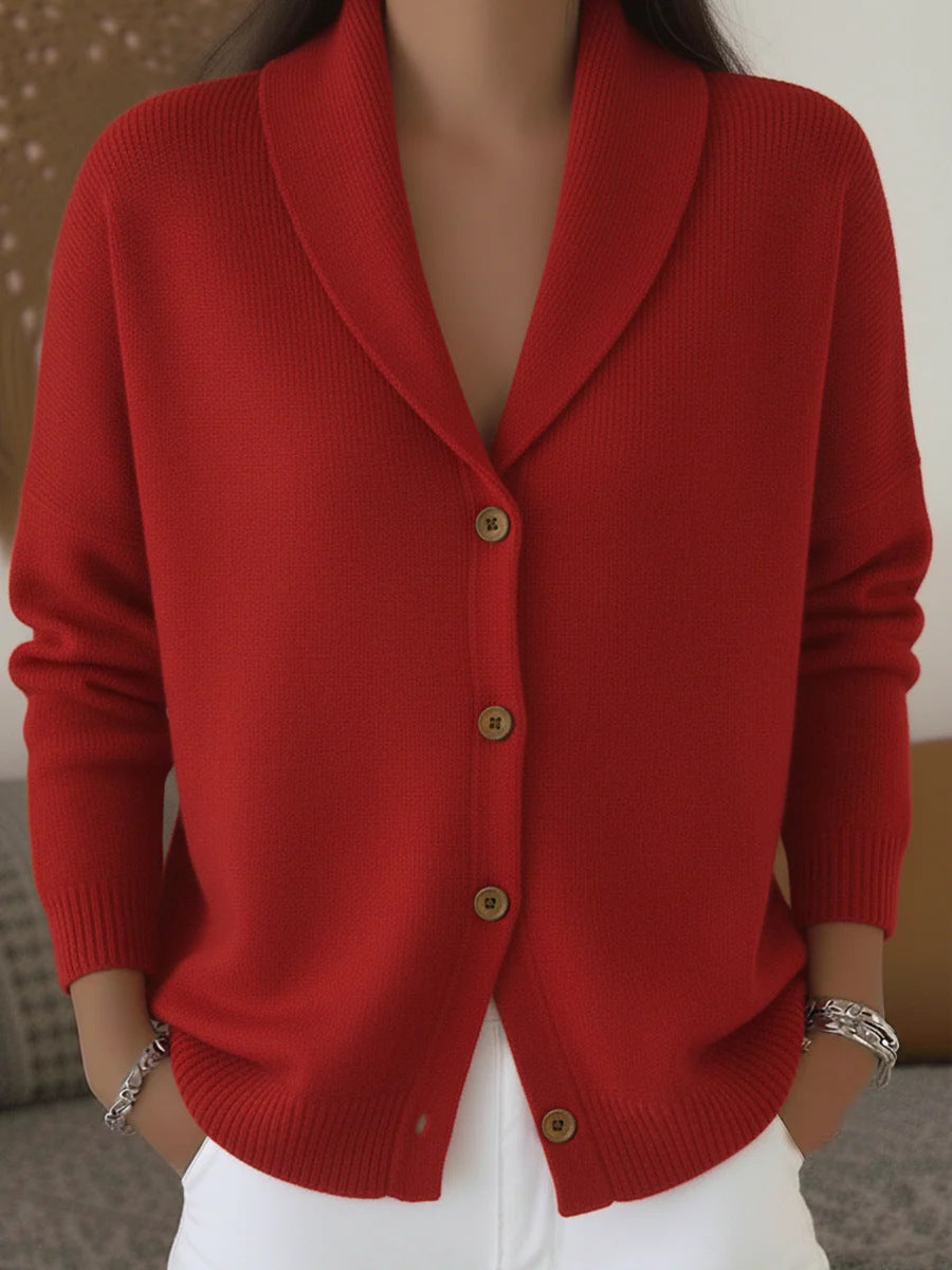 Women's Everyday Knit Sweater Jacket with Tailored Collar & Full Button Closure – Lightweight Layer for Year-Round Comfort | Thomler