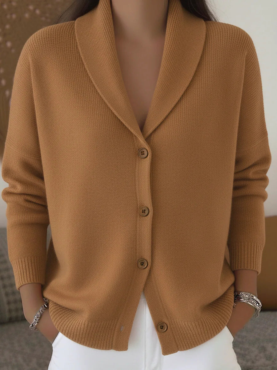 Women's Everyday Knit Sweater Jacket with Tailored Collar & Full Button Closure – Lightweight Layer for Year-Round Comfort | Thomler
