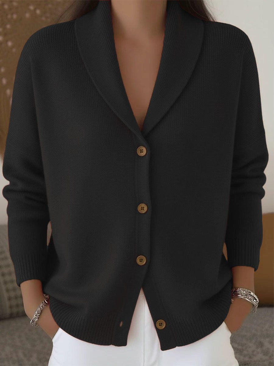 Women's Everyday Knit Sweater Jacket with Tailored Collar & Full Button Closure – Lightweight Layer for Year-Round Comfort | Thomler