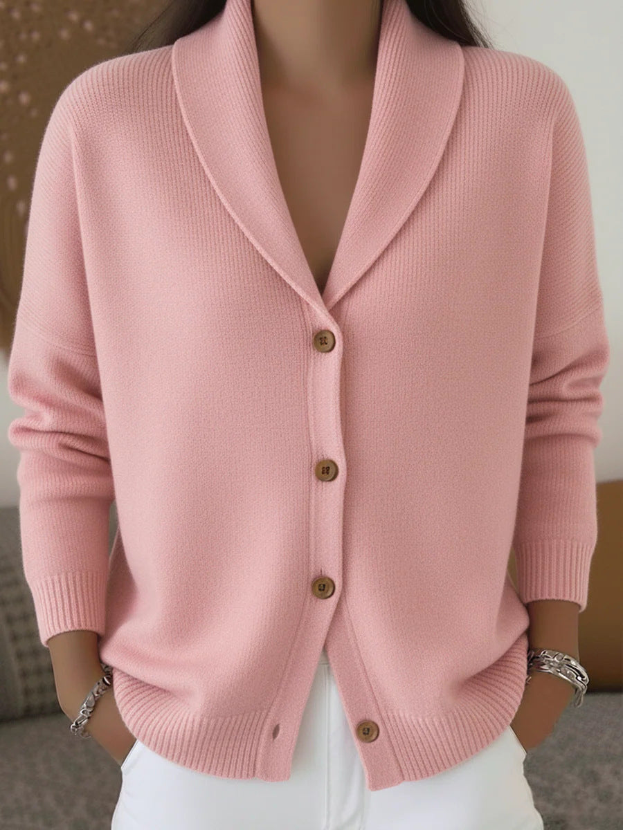 Women's Everyday Knit Sweater Jacket with Tailored Collar & Full Button Closure – Lightweight Layer for Year-Round Comfort | Thomler