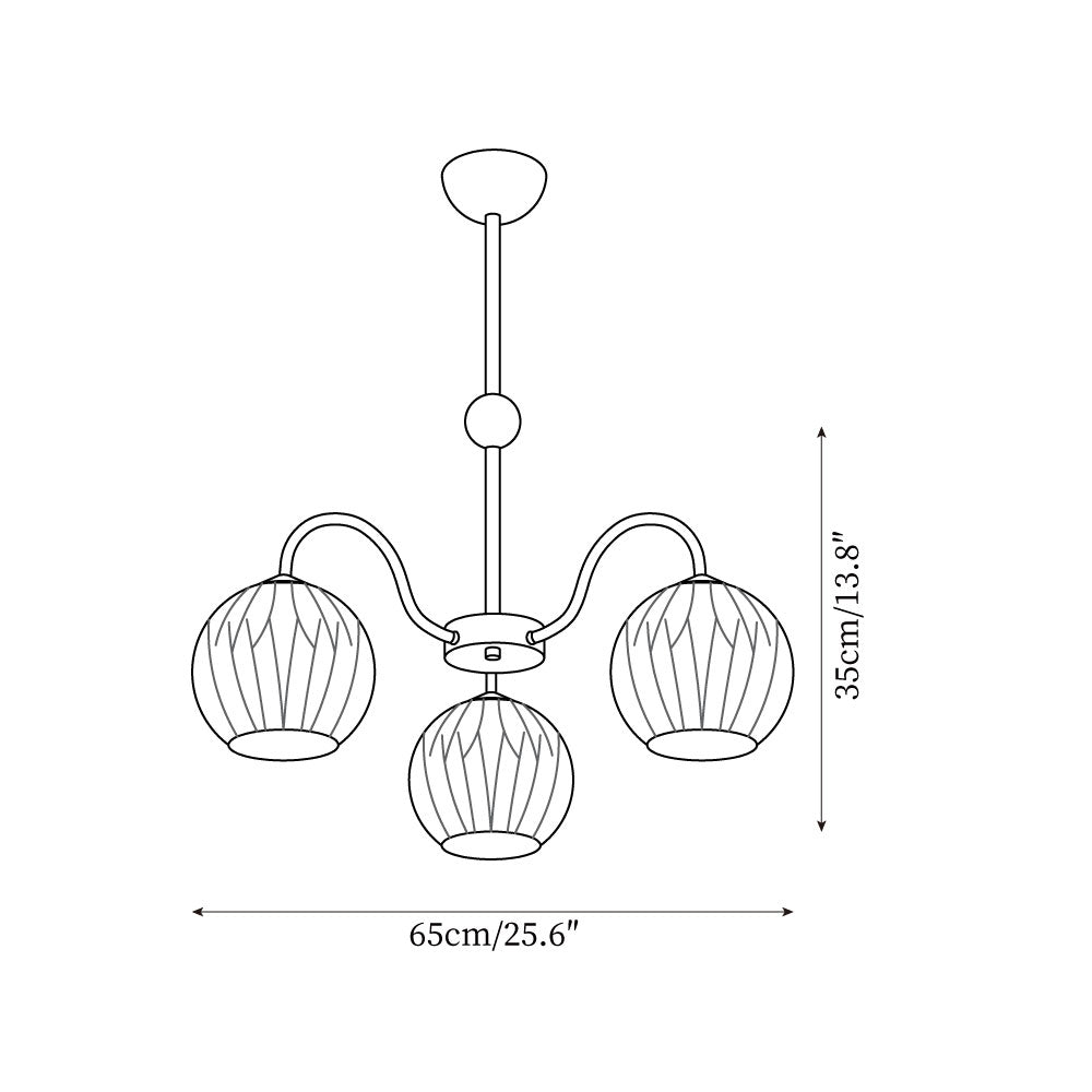 Chandelier Glass 25.6 in Green Modern Dining Room Ceiling Light 3-8 Heads Decorative Fixture | Thomler