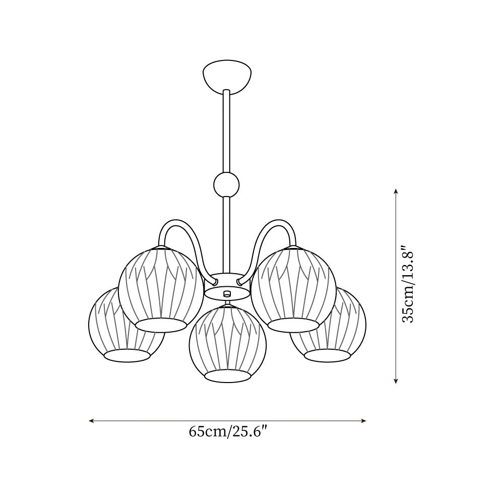 Chandelier Glass 25.6 in Green Modern Dining Room Ceiling Light 3-8 Heads Decorative Fixture | Thomler
