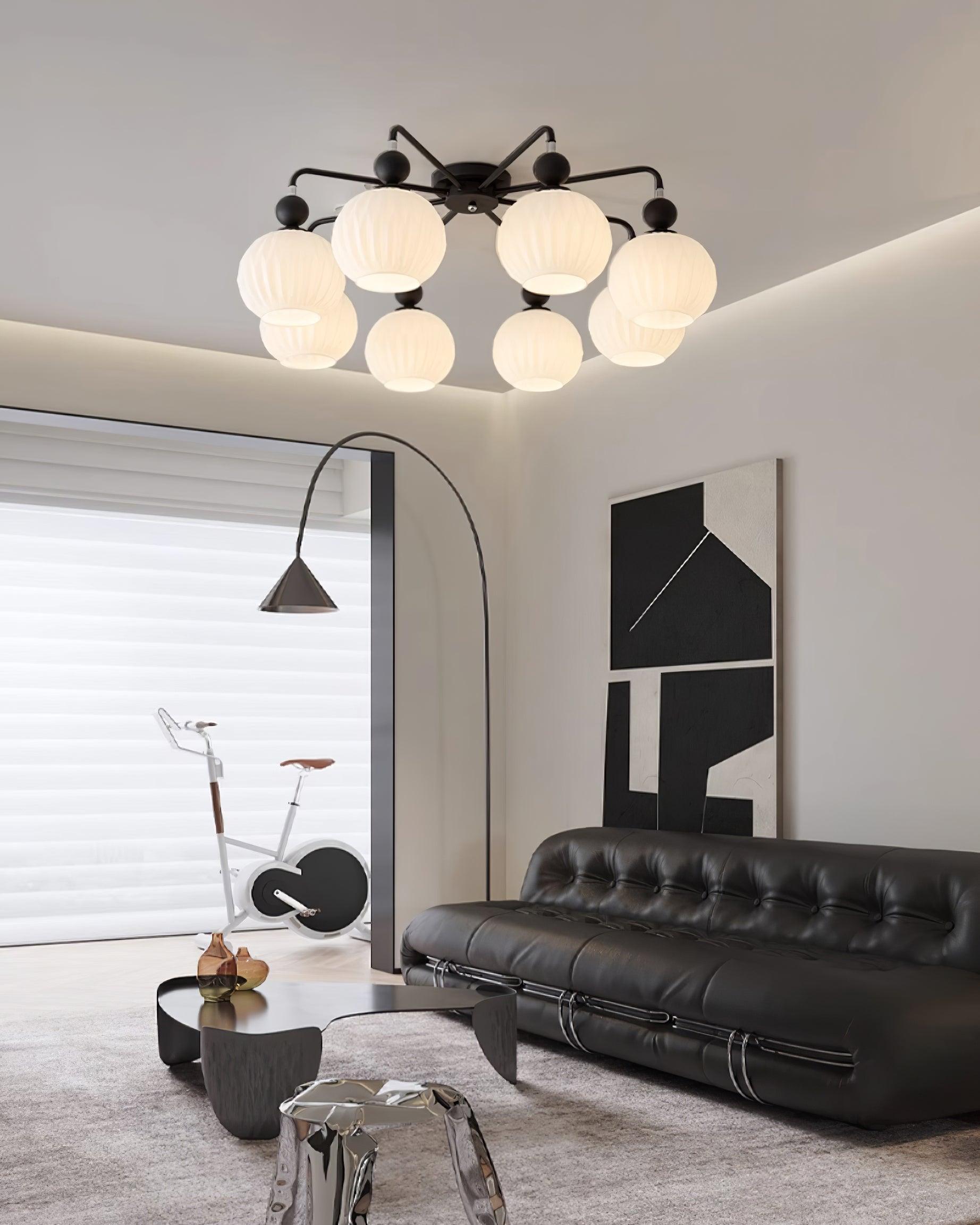 Ceiling Light Glass 26 in Pumpkin Shade Green Living Room Dining Area Pendant Fixture Decorative Modern Lighting | Thomler