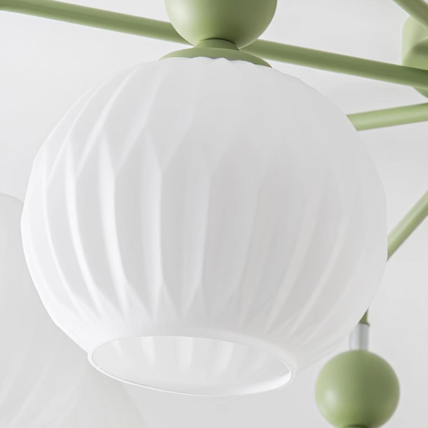 Ceiling Light Glass 26 in Pumpkin Shade Green Living Room Dining Area Pendant Fixture Decorative Modern Lighting | Thomler