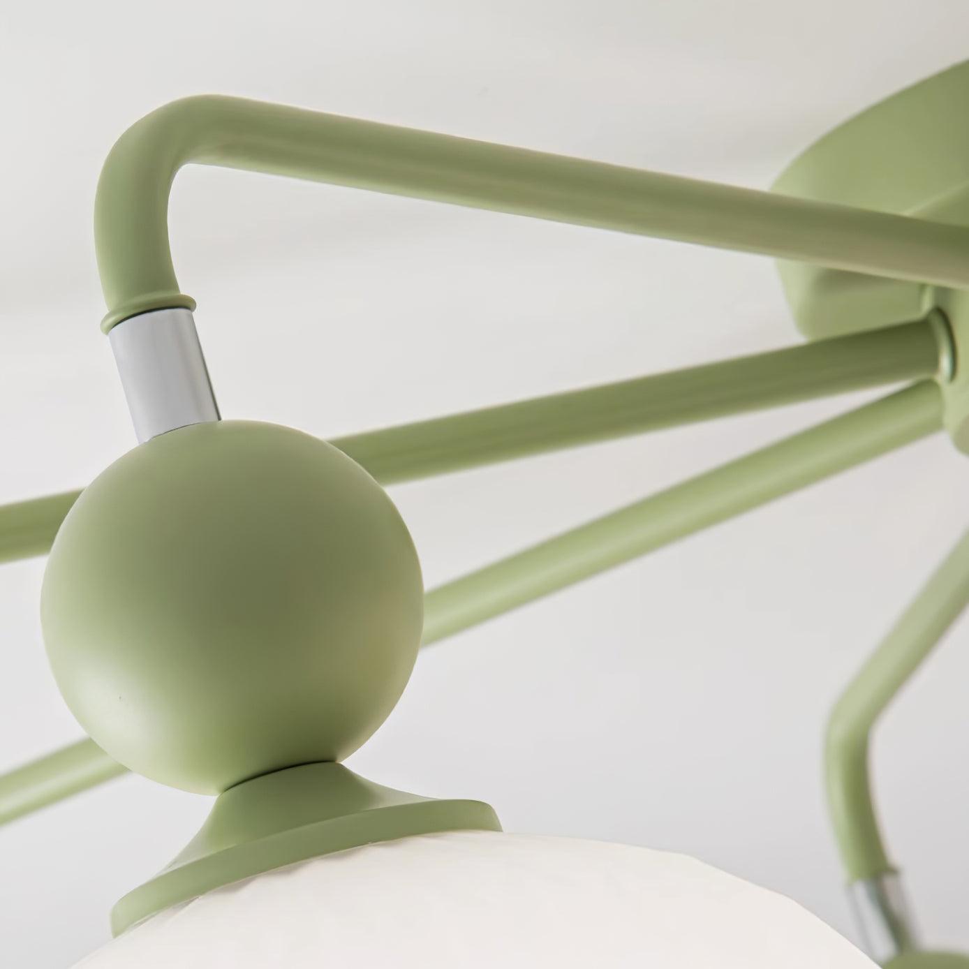 Ceiling Light Glass 26 in Pumpkin Shade Green Living Room Dining Area Pendant Fixture Decorative Modern Lighting | Thomler