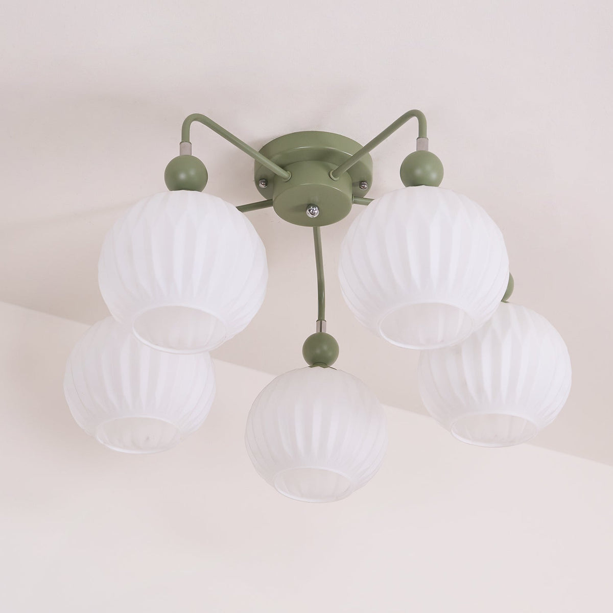 Modern Sculptural Semi-Flush Ceiling Fixture with Textured Globe Shades – 4, 5 or 8 Lights for Bedroom, Dining Room & Living Room | Thomler