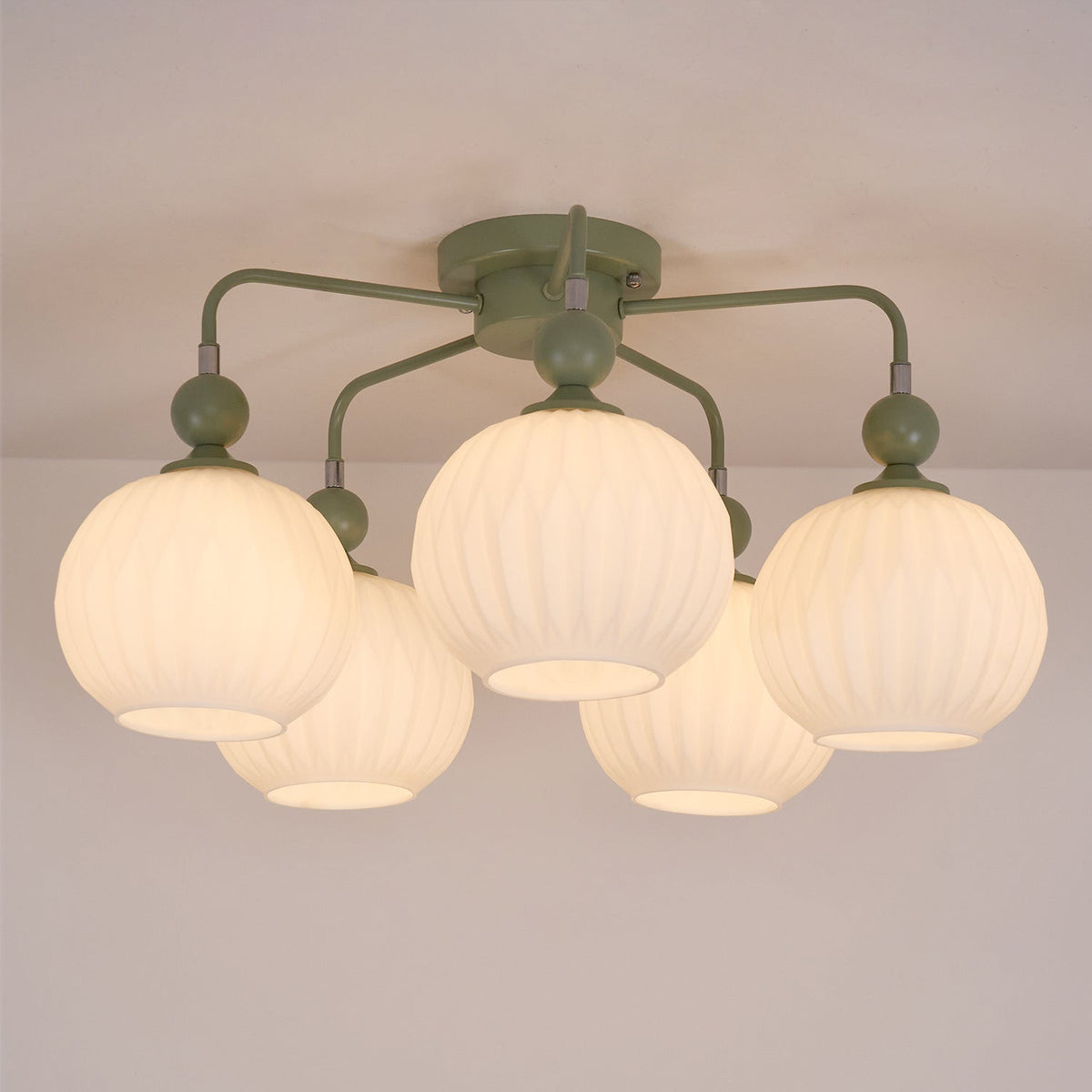 Modern Sculptural Semi-Flush Ceiling Fixture with Textured Globe Shades – 4, 5 or 8 Lights for Bedroom, Dining Room & Living Room | Thomler
