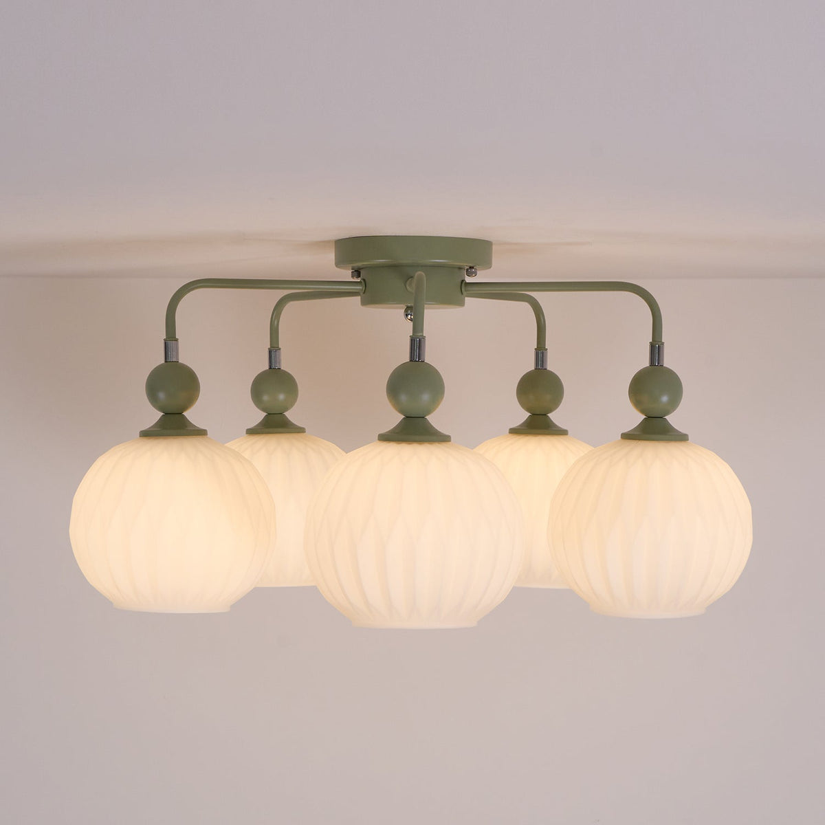 Modern Sculptural Semi-Flush Ceiling Fixture with Textured Globe Shades – 4, 5 or 8 Lights for Bedroom, Dining Room & Living Room | Thomler