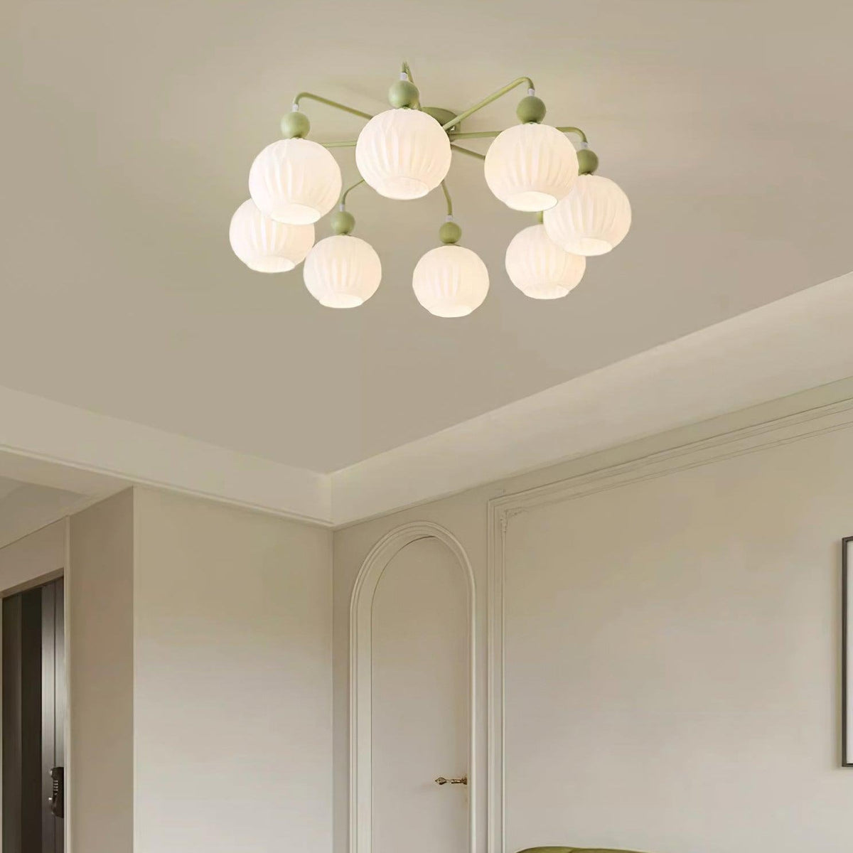 Modern Sculptural Semi-Flush Ceiling Fixture with Textured Globe Shades – 4, 5 or 8 Lights for Bedroom, Dining Room & Living Room | Thomler
