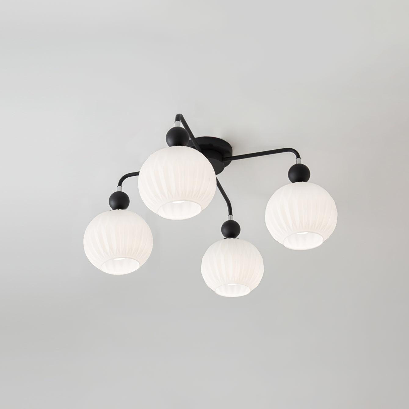 Ceiling Light Glass 26 in Pumpkin Shade Green Living Room Dining Area Pendant Fixture Decorative Modern Lighting | Thomler