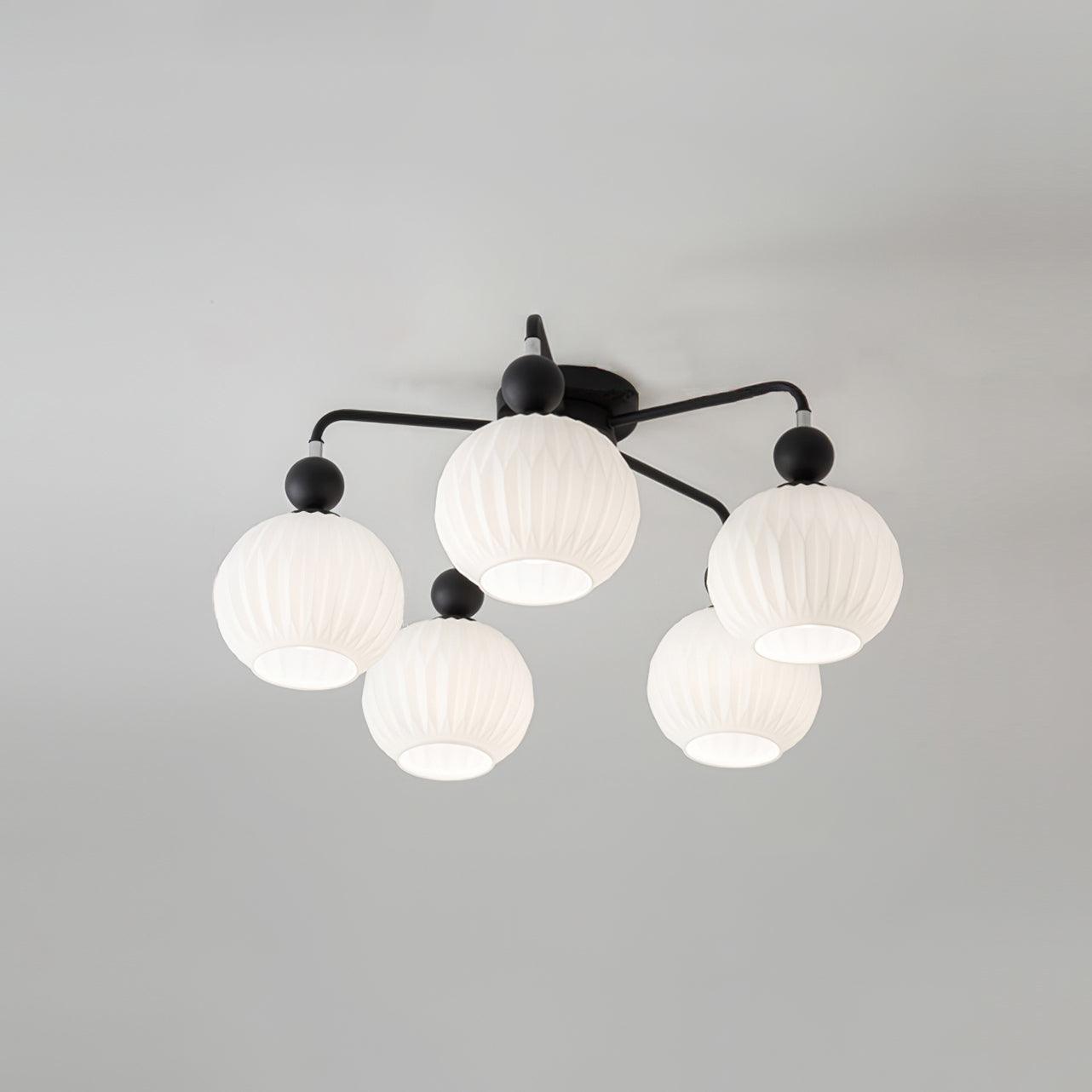 Ceiling Light Glass 26 in Pumpkin Shade Green Living Room Dining Area Pendant Fixture Decorative Modern Lighting | Thomler