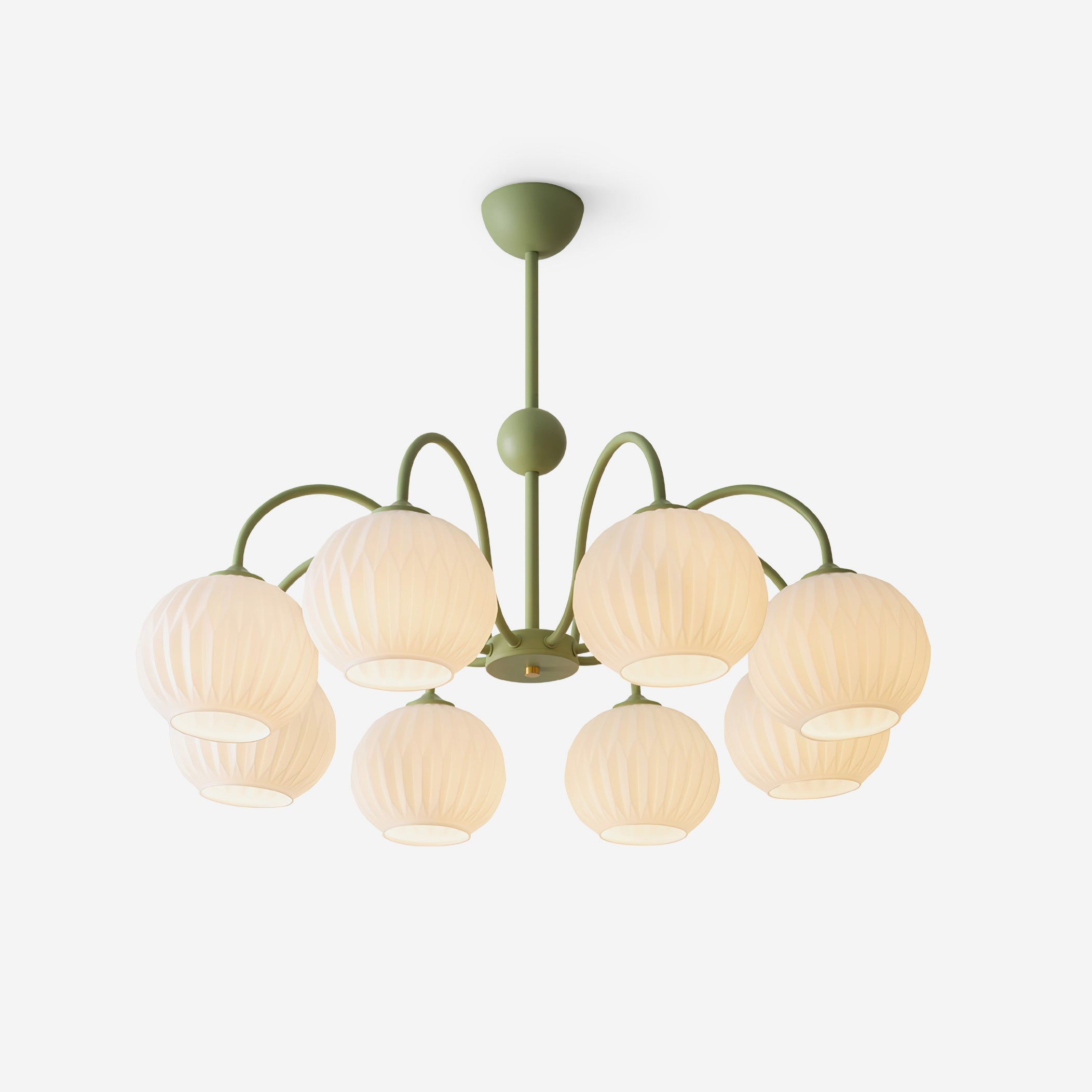 Chandelier Glass 25.6 in Green Modern Dining Room Ceiling Light 3-8 Heads Decorative Fixture | Thomler