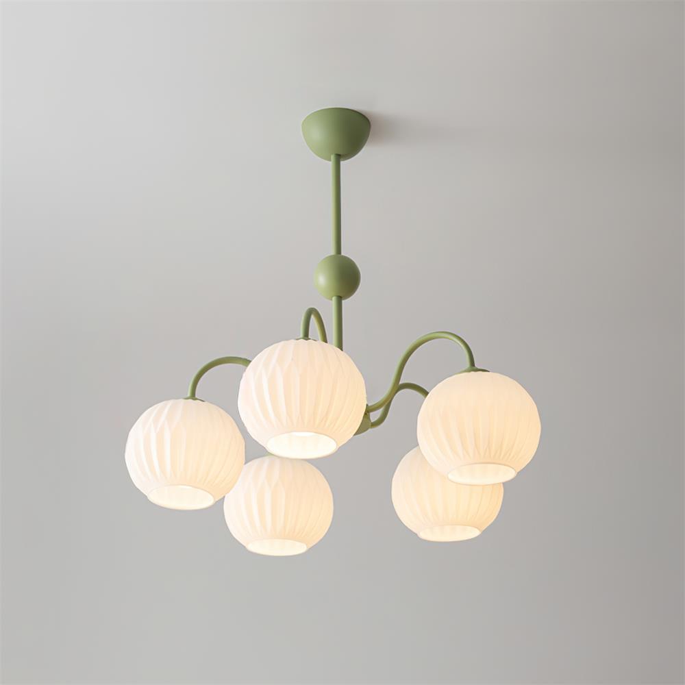 Chandelier Glass 25.6 in Green Modern Dining Room Ceiling Light 3-8 Heads Decorative Fixture | Thomler