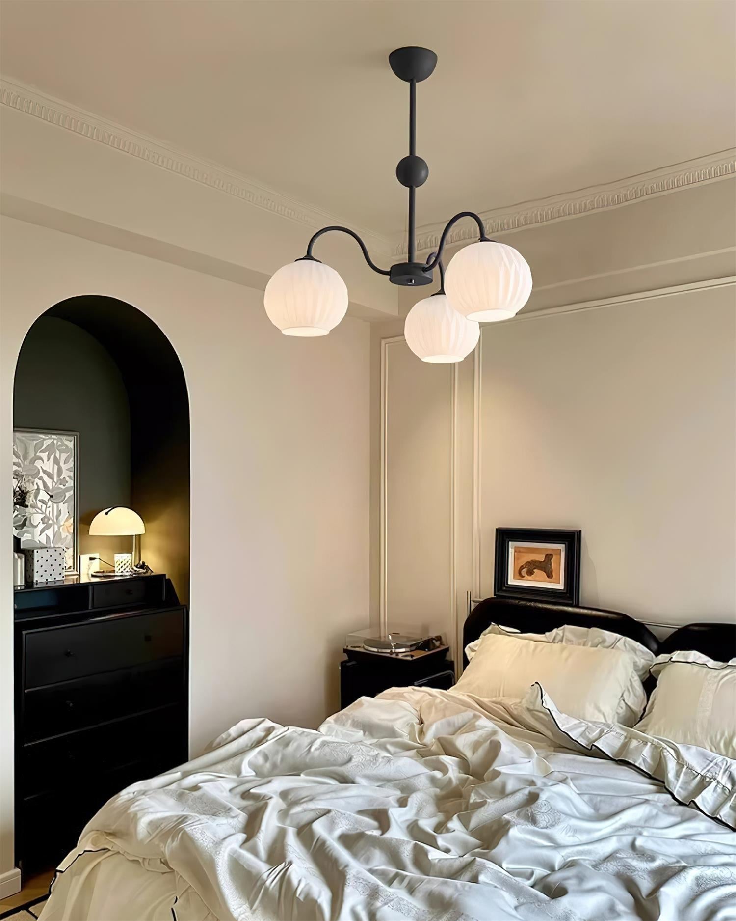 Chandelier Glass 25.6 in Green Modern Dining Room Ceiling Light 3-8 Heads Decorative Fixture | Thomler