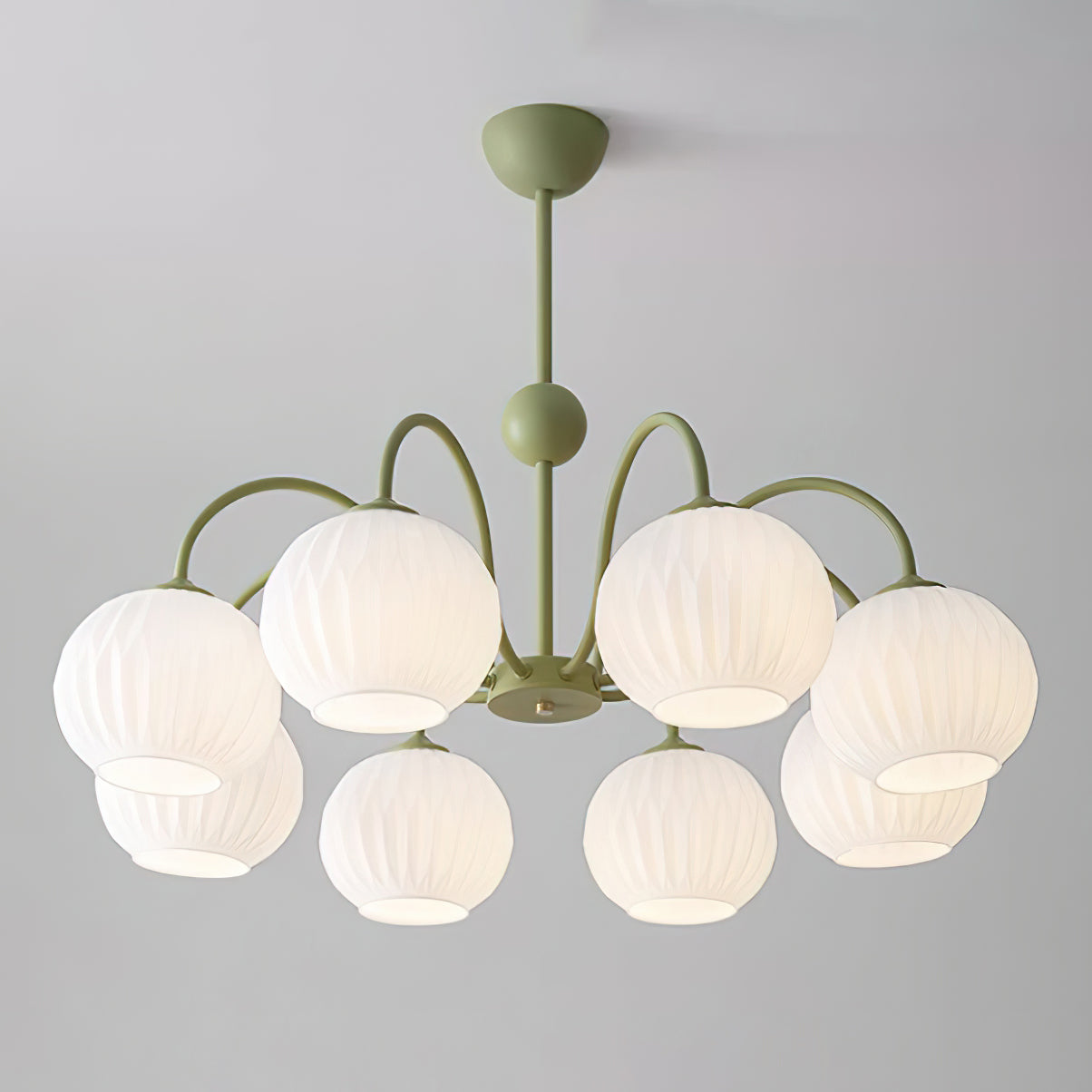 Chandelier Glass 25.6 in Green Modern Dining Room Ceiling Light 3-8 Heads Decorative Fixture | Thomler