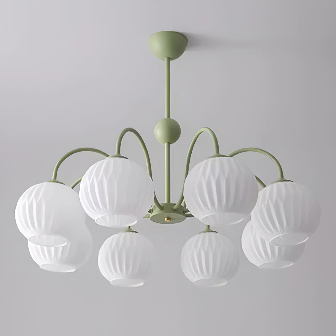 Chandelier Glass 25.6 in Green Modern Dining Room Ceiling Light 3-8 Heads Decorative Fixture | Thomler