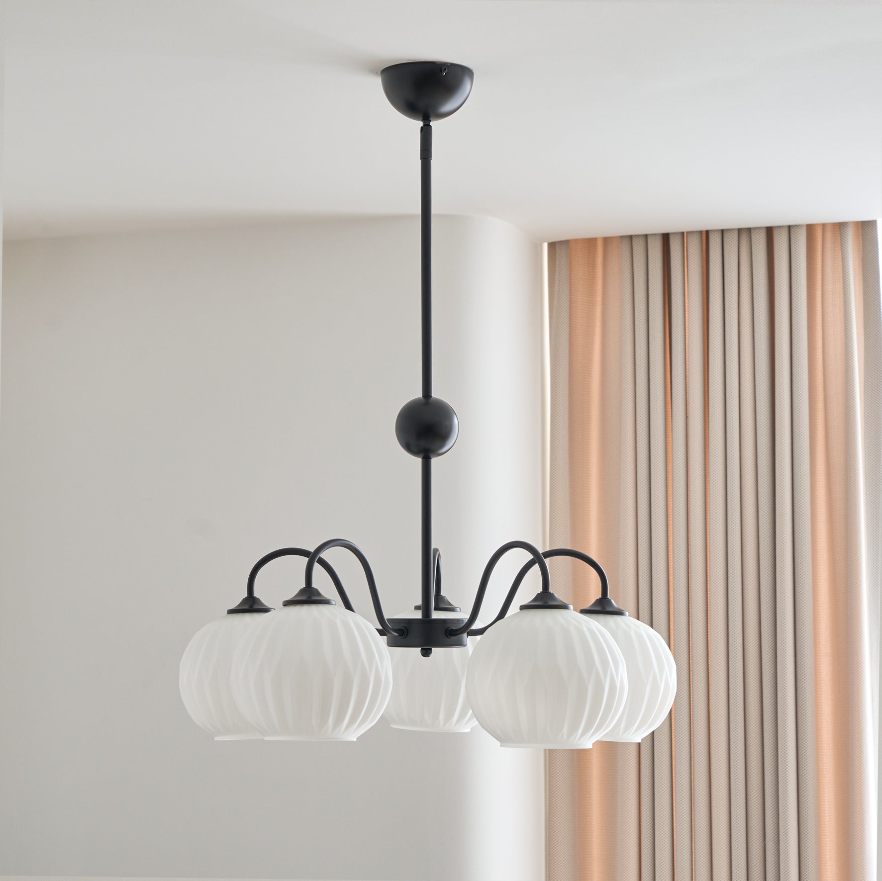 Chandelier Glass 25.6 in Green Modern Dining Room Ceiling Light 3-8 Heads Decorative Fixture | Thomler
