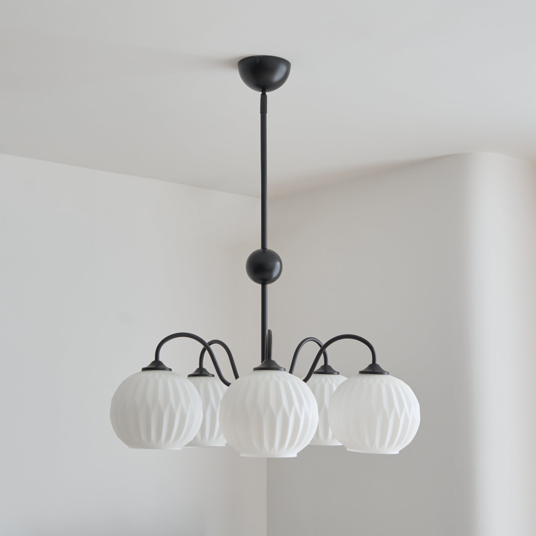 Chandelier Glass 25.6 in Green Modern Dining Room Ceiling Light 3-8 Heads Decorative Fixture | Thomler