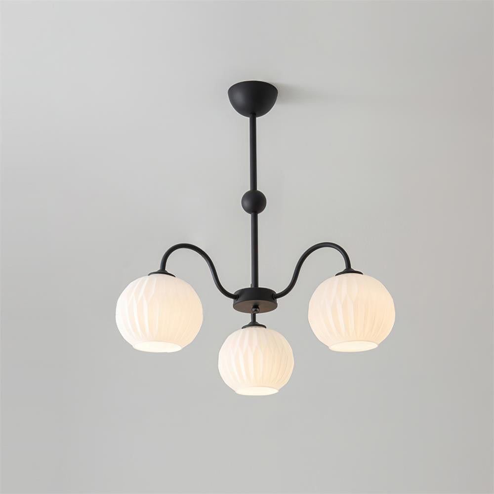 Chandelier Glass 25.6 in Green Modern Dining Room Ceiling Light 3-8 Heads Decorative Fixture | Thomler