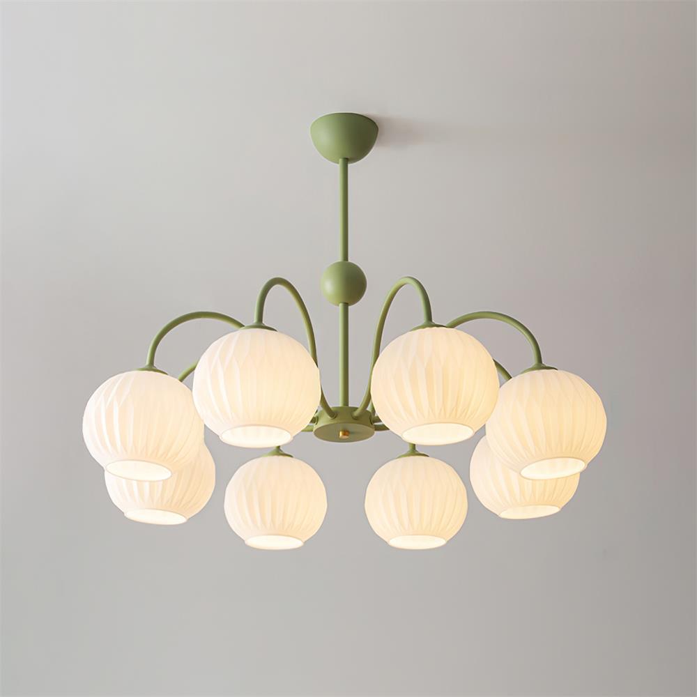 Chandelier Glass 25.6 in Green Modern Dining Room Ceiling Light 3-8 Heads Decorative Fixture | Thomler