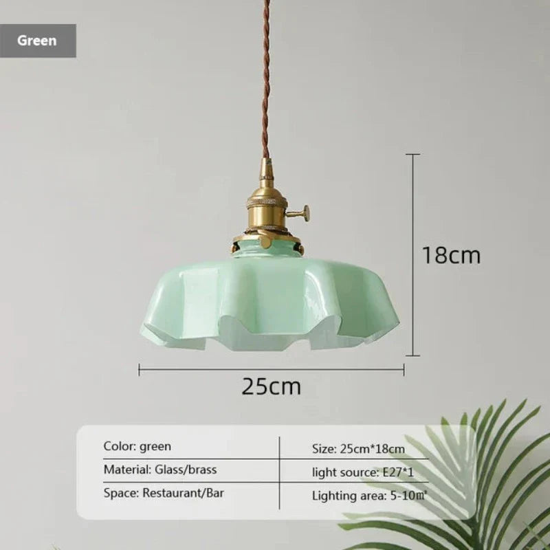 Pendant Light Glass Shade 23.0 cm Pastel Dining Room Kitchen Island Vintage French Hanging Ceiling Lamp E27 | Thomler