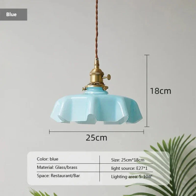 Pendant Light Glass Shade 23.0 cm Pastel Dining Room Kitchen Island Vintage French Hanging Ceiling Lamp E27 | Thomler