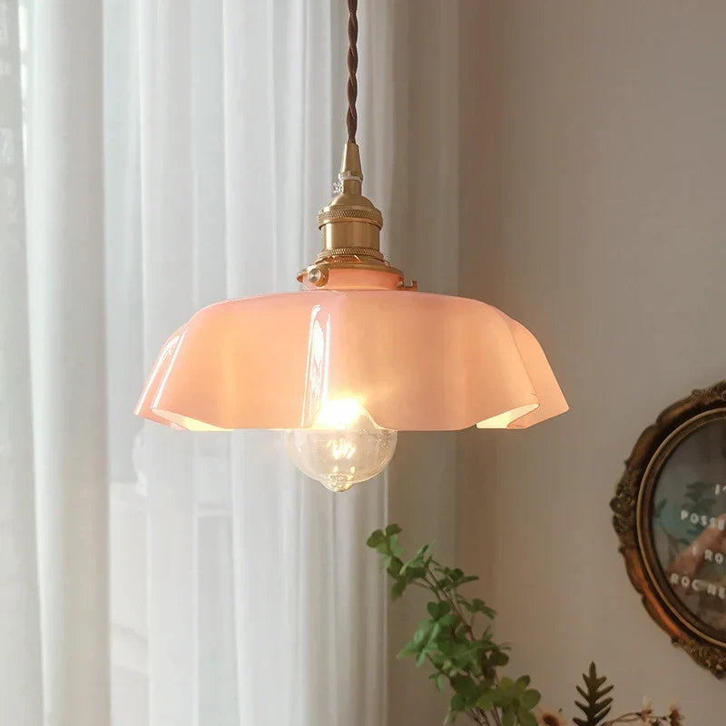 Pendant Light Glass Shade 23.0 cm Pastel Dining Room Kitchen Island Vintage French Hanging Ceiling Lamp E27 | Thomler
