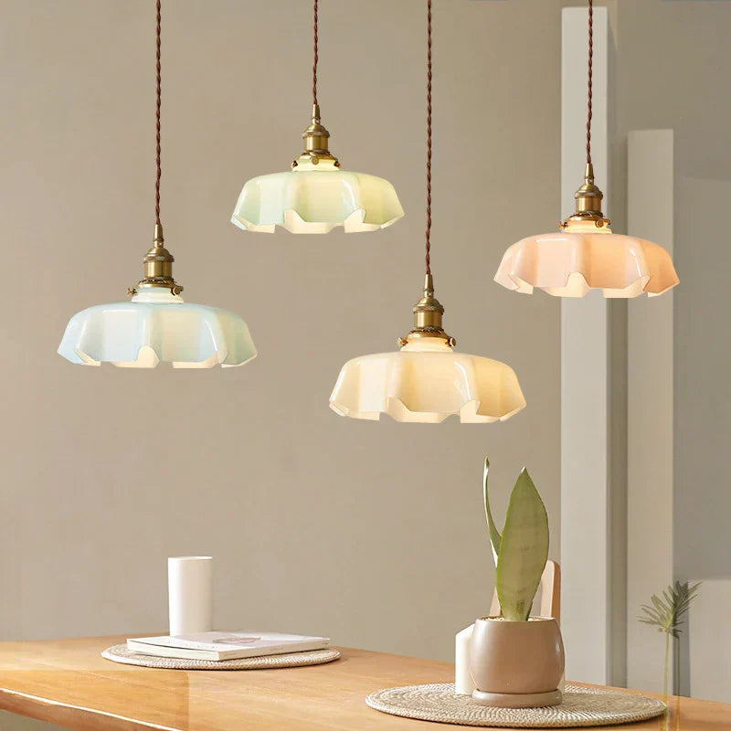 Pendant Light Glass Shade 23.0 cm Pastel Dining Room Kitchen Island Vintage French Hanging Ceiling Lamp E27 | Thomler