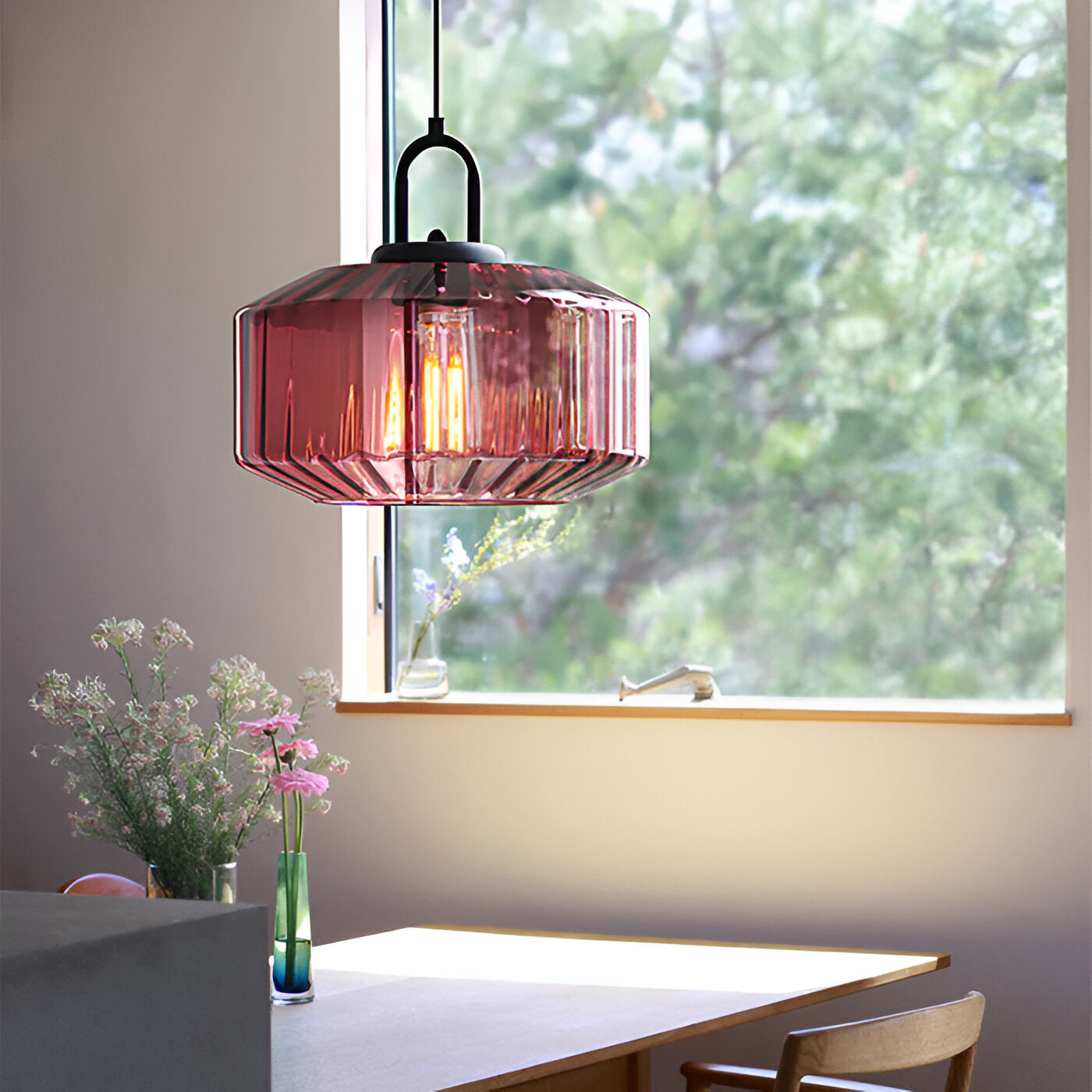 Pendant Light Colored Glass 11.0 in Warm 4W Kitchen Island Dining Room Hanging Ceiling Fixture Vintage Nordic | Thomler