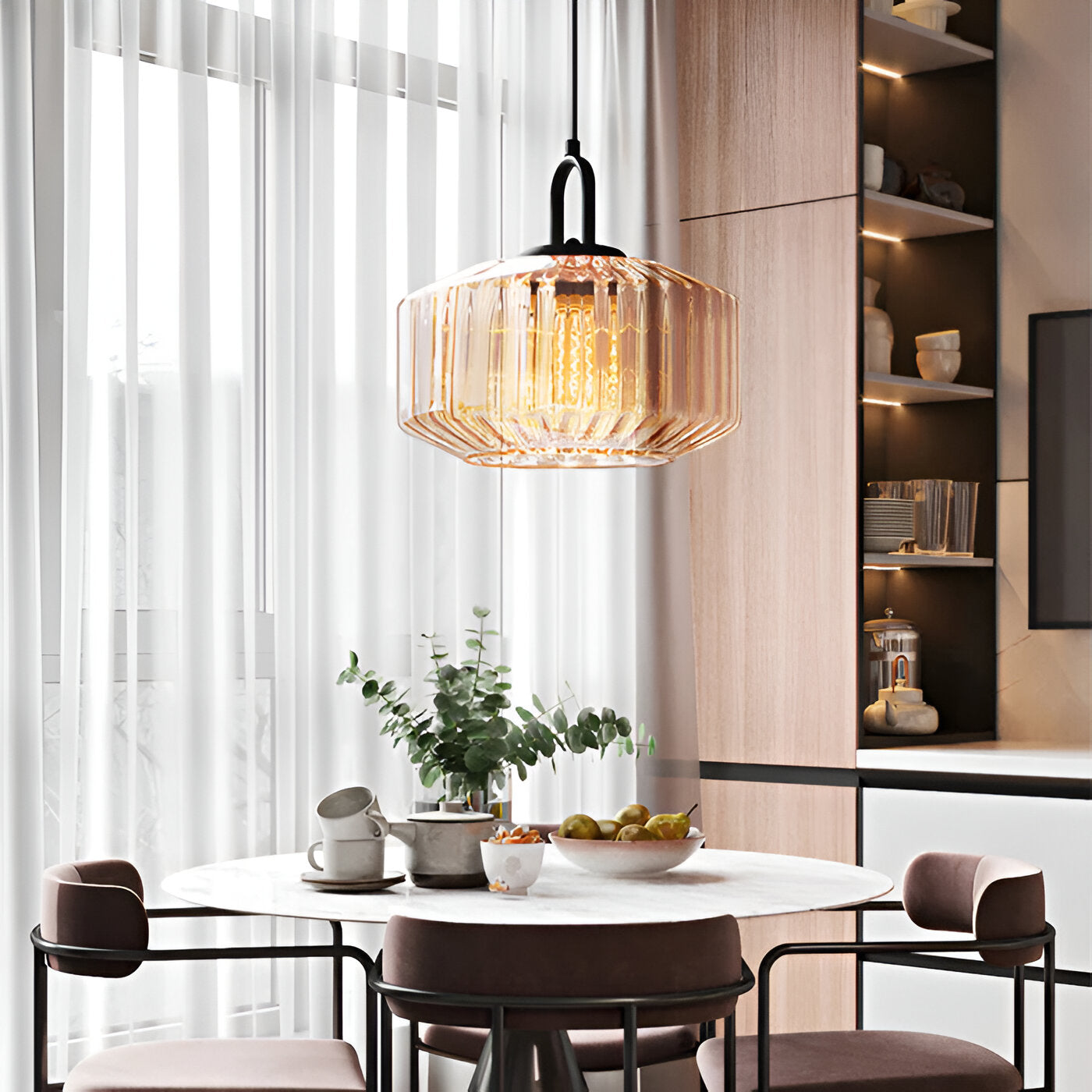 Pendant Light Coloured Glass 28.0 cm Green Dining Room Kitchen Island Adjustable E27 Retro Nordic Hanging Ceiling Lamp | Thomler