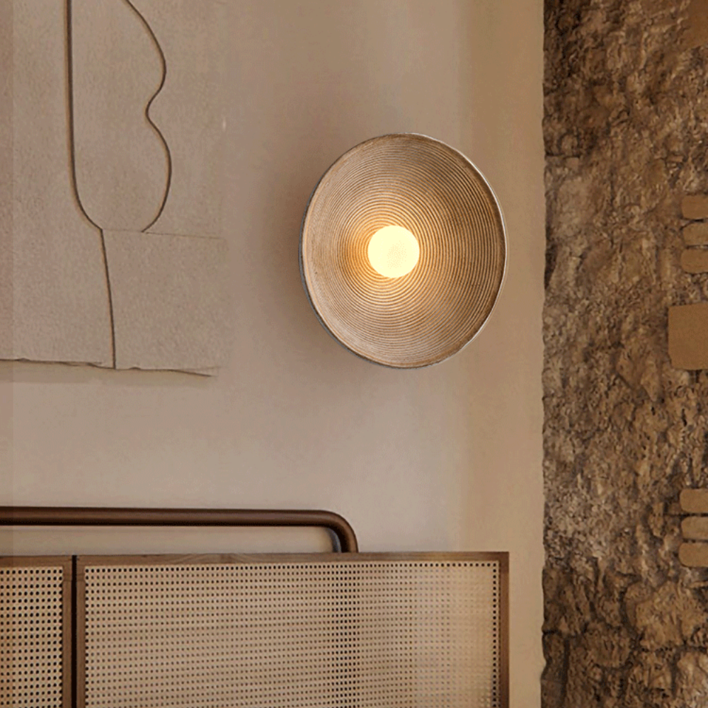 Wall Lamp Wood Glass 27.0 cm Natural Bedroom Hallway Japandi Retro Vintage Ambient Lighting Fixture | Thomler