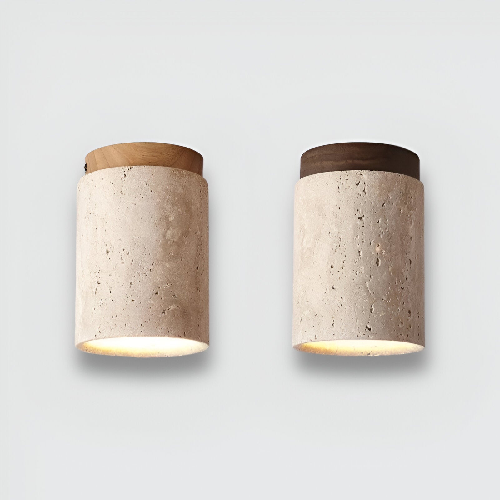 Ceiling Light Travertine Stone 4.3 in Flush Mount Beige Bedroom Kitchen Hallway Ambient Lighting Minimalist Japandi Fixture | Thomler