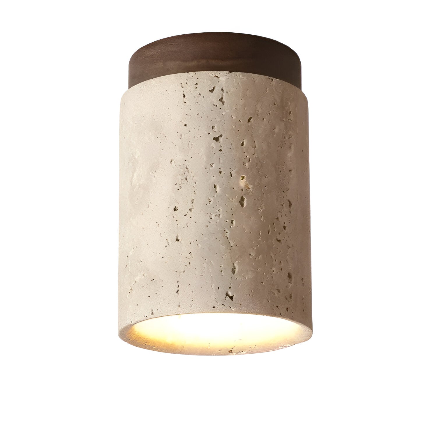Ceiling Light Travertine Stone 4.3 in Flush Mount Beige Bedroom Kitchen Hallway Ambient Lighting Minimalist Japandi Fixture | Thomler