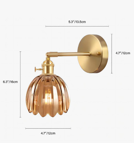 Pivoting Glass & Metal Wall Light with Ribbed Shade – Adjustable Reading Sconce | Thomler