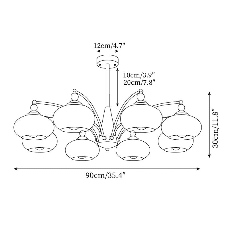 Chandelier Wood Brass 22.8 in 3 5 8 Light Dining Room Vintage Ceiling Fixture Glass Shades Adjustable Rod | Thomler