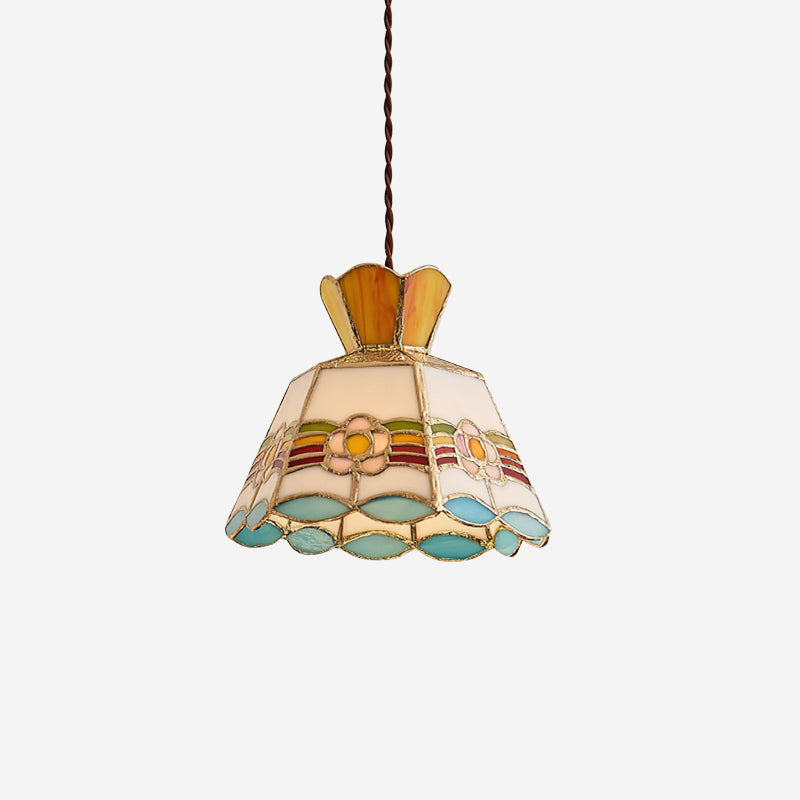 Pendant Light Glass 7.8 in Colorful Dining Room Kitchen Island Hanging Lamp Vintage Style | Thomler