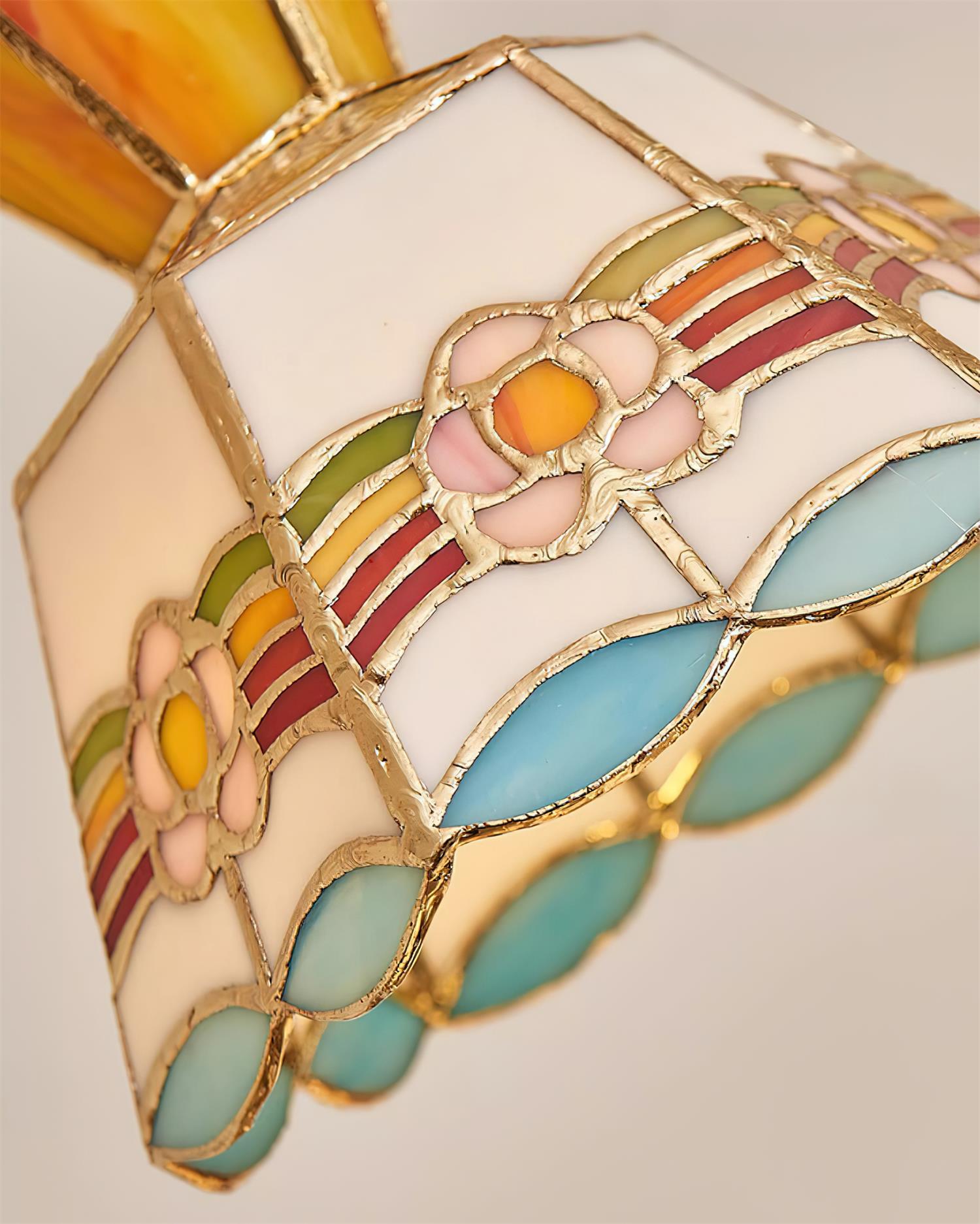 Pendant Light Glass 7.8 in Colorful Dining Room Kitchen Island Hanging Lamp Vintage Style | Thomler