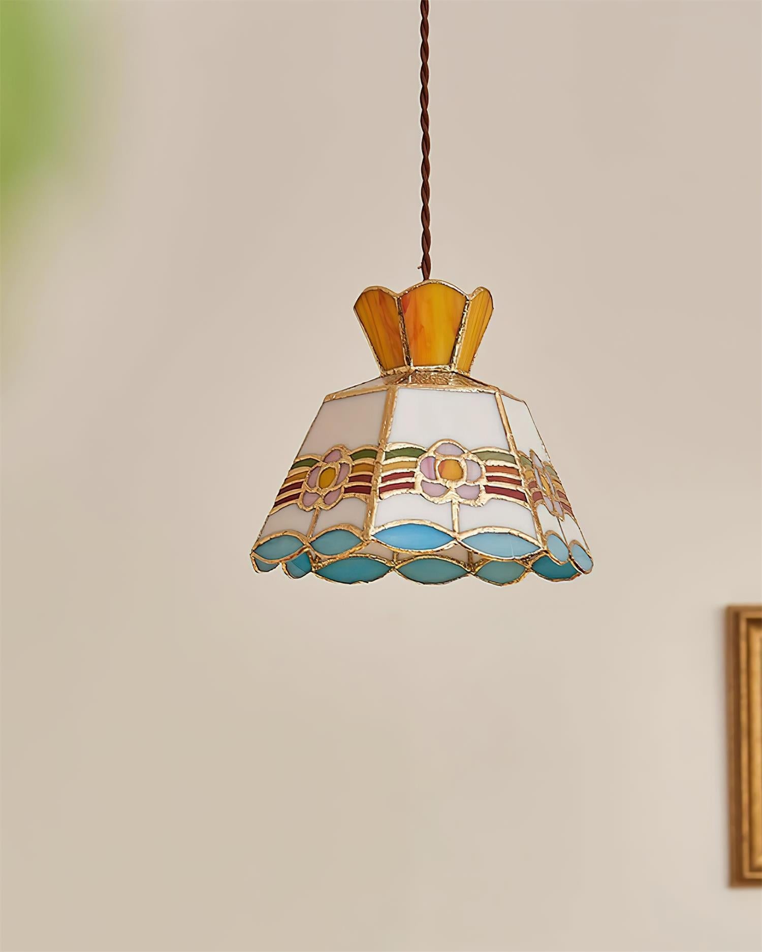 Pendant Light Glass 7.8 in Colorful Dining Room Kitchen Island Hanging Lamp Vintage Style | Thomler